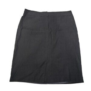 T Tahari Black Knee-Length Pencil Skirt Back Pockets & Zip Closure Linen Blend‎